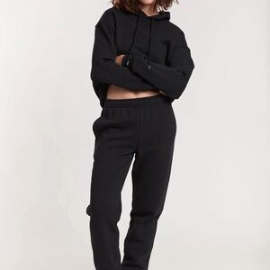 Everyday Black Elastic-Waist Track Pants